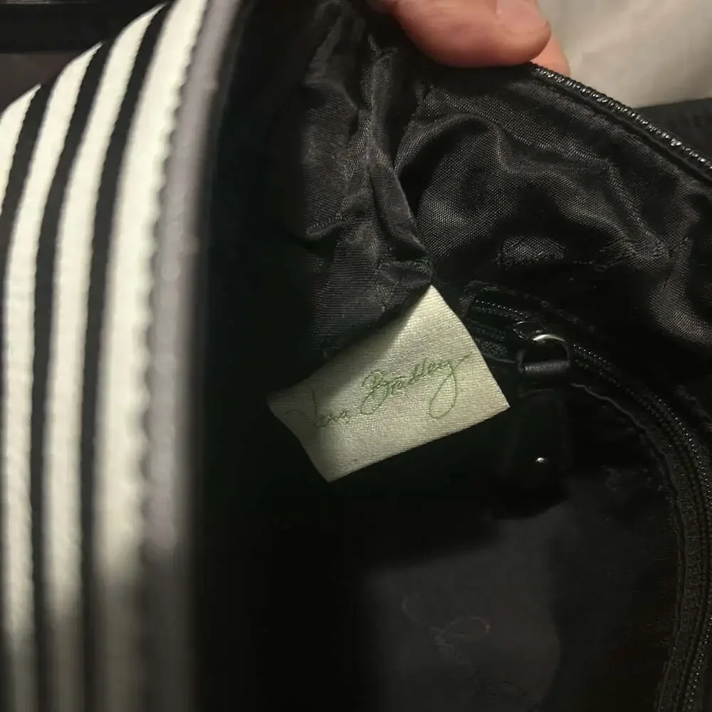 Vera Bradley Midnight Stripe Crossbody Bag Black White Gray - Picture 3 of 4